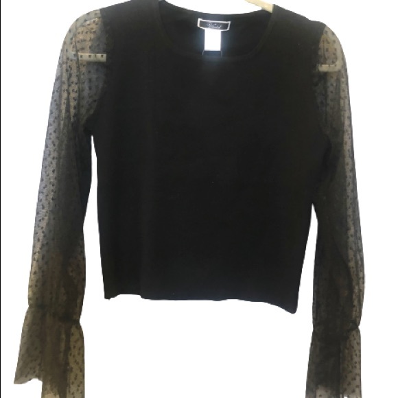 Vivid Mesh Long Sleeve Black Sweater - Picture 4 of 11